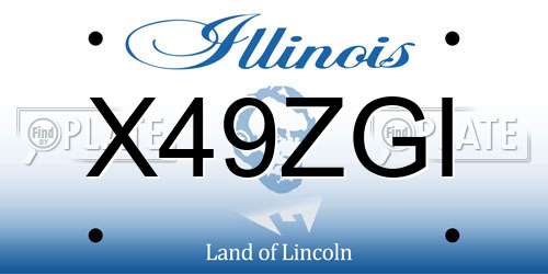 X49ZGI Illinois License Plate