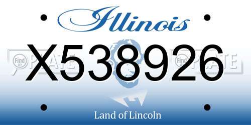 X538926 Illinois License Plate
