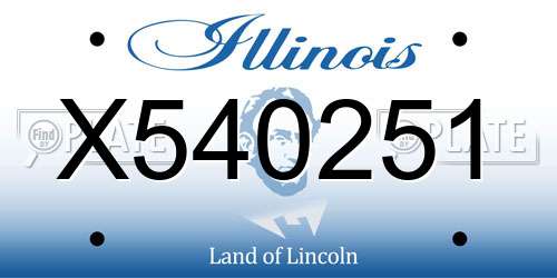 X540251 Illinois License Plate