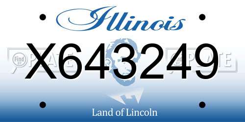 X643249 Illinois License Plate