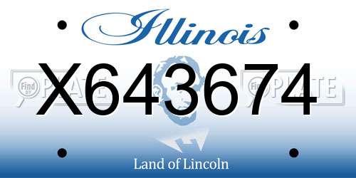 X643674 Illinois License Plate