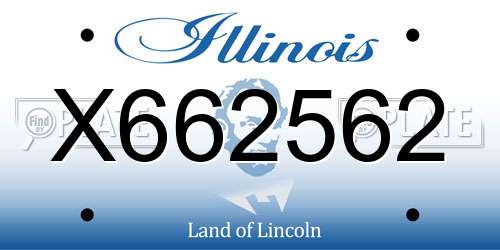 X662562 Illinois License Plate
