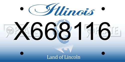 X668116 Illinois License Plate