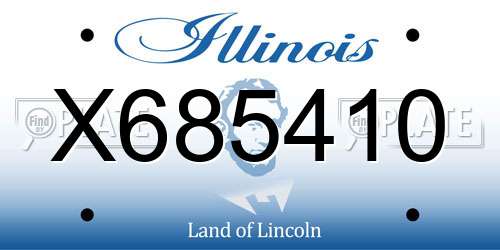 X685410 Illinois License Plate