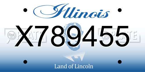 X789455 Illinois License Plate