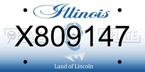 X809147 Illinois License Plate