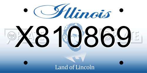 X810869 Illinois License Plate