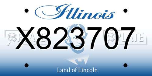 X823707 Illinois License Plate