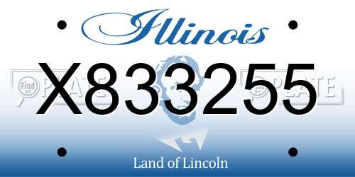 X833255 Illinois License Plate