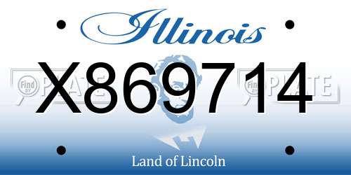 X869714 Illinois License Plate