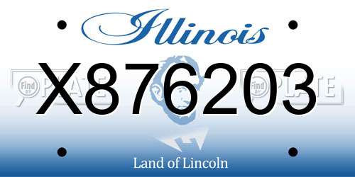 X876203 Illinois License Plate