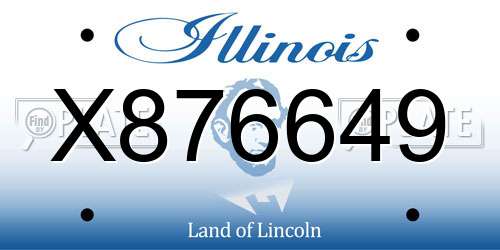 X876649 Illinois License Plate