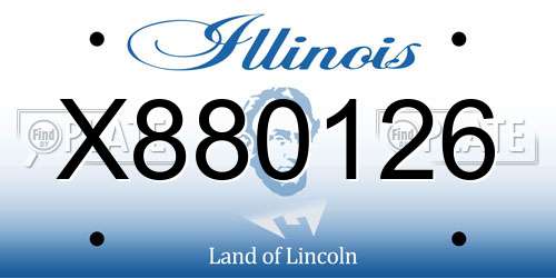 X880126 Illinois License Plate