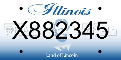 X882345 Illinois License Plate