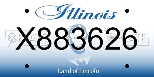 X883626 Illinois License Plate