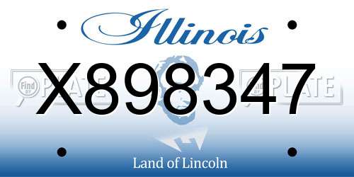 X898347 Illinois License Plate