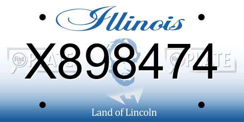 X898474 Illinois License Plate