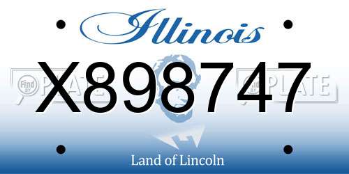 X898747 Illinois License Plate