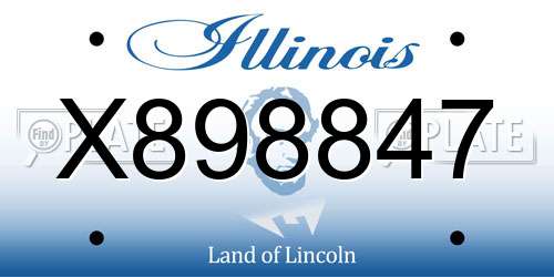 X898847 Illinois License Plate