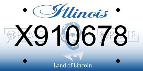 X910678 Illinois License Plate