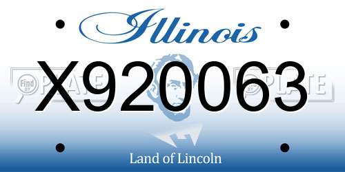 X920063 Illinois License Plate