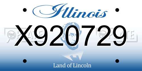 X920729 Illinois License Plate