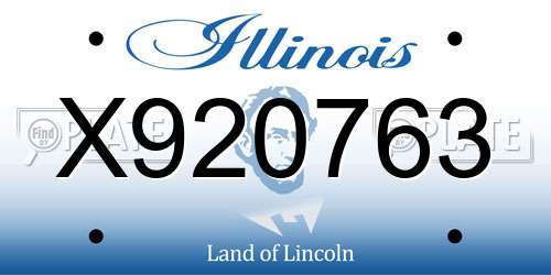 X920763 Illinois License Plate