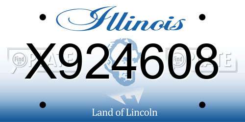 X924608 Illinois License Plate