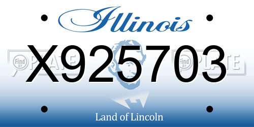 X925703 Illinois License Plate