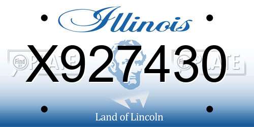 X927430 Illinois License Plate
