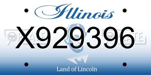 X929396 Illinois License Plate