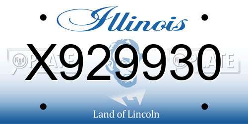 X929930 Illinois License Plate