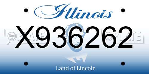 X936262 Illinois License Plate