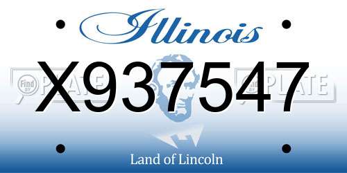 X937547 Illinois License Plate