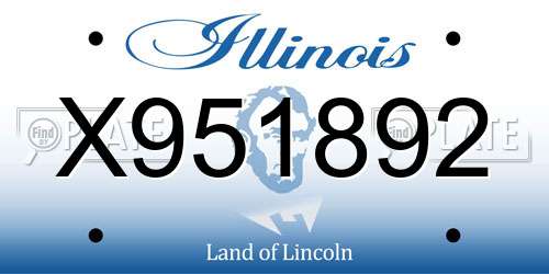 X951892 Illinois License Plate