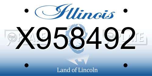 X958492 Illinois License Plate