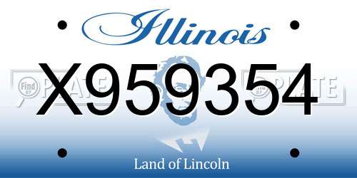 X959354 Illinois License Plate