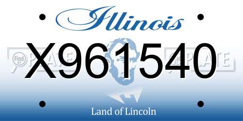 X961540 Illinois License Plate