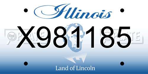 X981185 Illinois License Plate