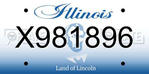 X981896 Illinois License Plate