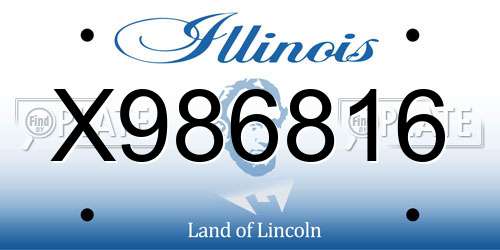 X986816 Illinois License Plate