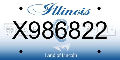 X986822 Illinois License Plate