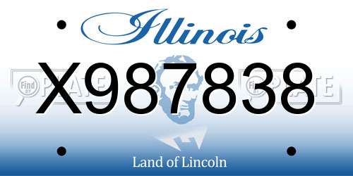 X987838 Illinois License Plate