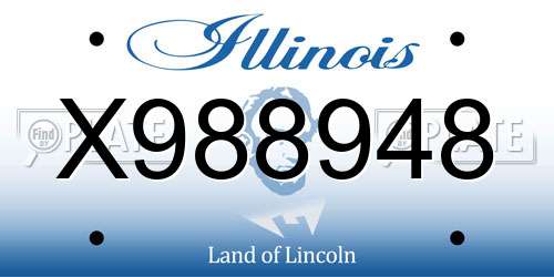X988948 Illinois License Plate