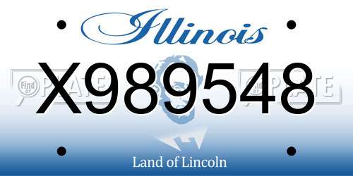 X989548 Illinois License Plate
