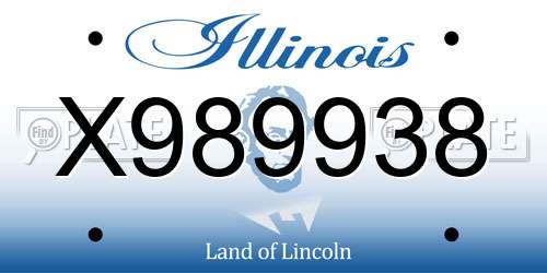 X989938 Illinois License Plate