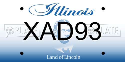 XAD93 Illinois License Plate