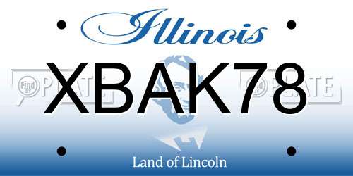 XBAK78 Illinois License Plate