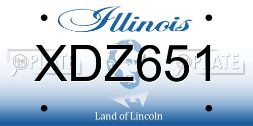 XDZ651 Illinois License Plate