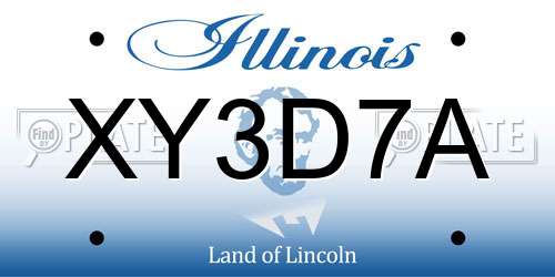 XY3D7A Illinois License Plate